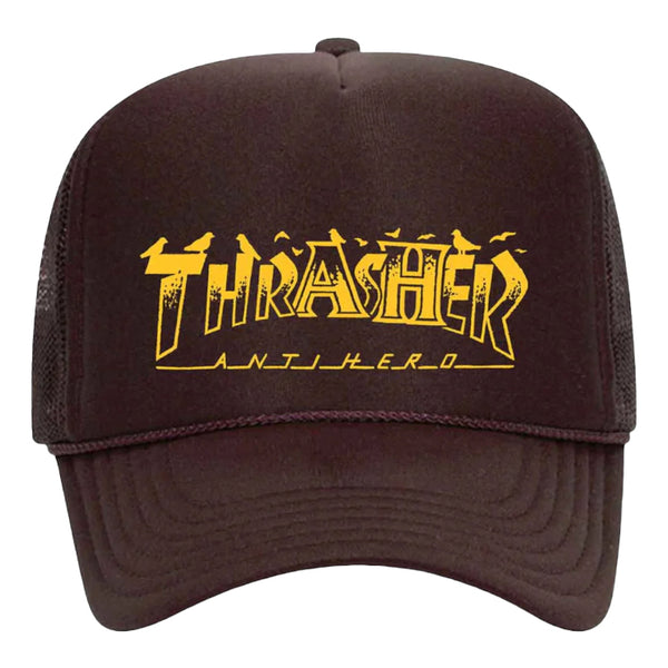 Bestel de Thrasher Pigeon Trucker Hat snel, gemakkelijk en veilig bij Revert 95. Check onze website voor de gehele Thrasher collectie of kom gezellig langs bij onze winkel in Haarlem.