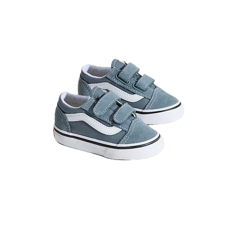 Vans Old Skool Velcro Color Theory Stormy Weather Toddler – peuter sneaker in stormy weather blauw met klittenbandsluiting en Vans side stripe