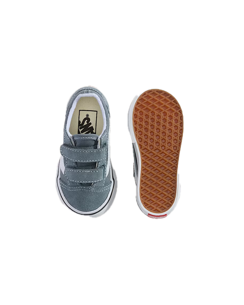 Vans Old Skool Velcro Color Theory Stormy Weather Toddler – peuter sneaker in stormy weather blauw met klittenbandsluiting en Vans side stripe