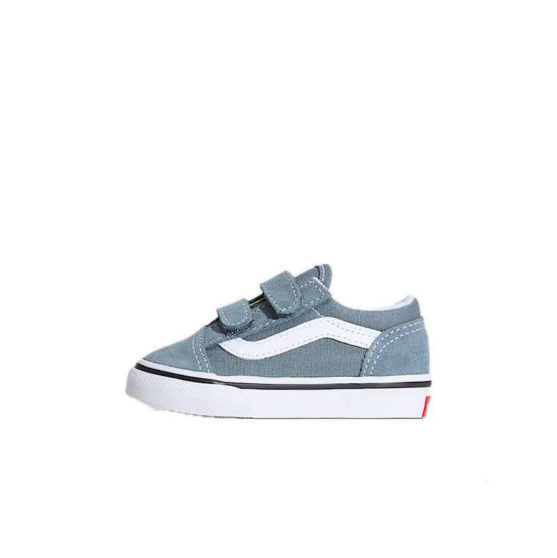 Vans Old Skool Velcro Color Theory Stormy Weather Toddler – peuter sneaker in stormy weather blauw met klittenbandsluiting en Vans side stripe