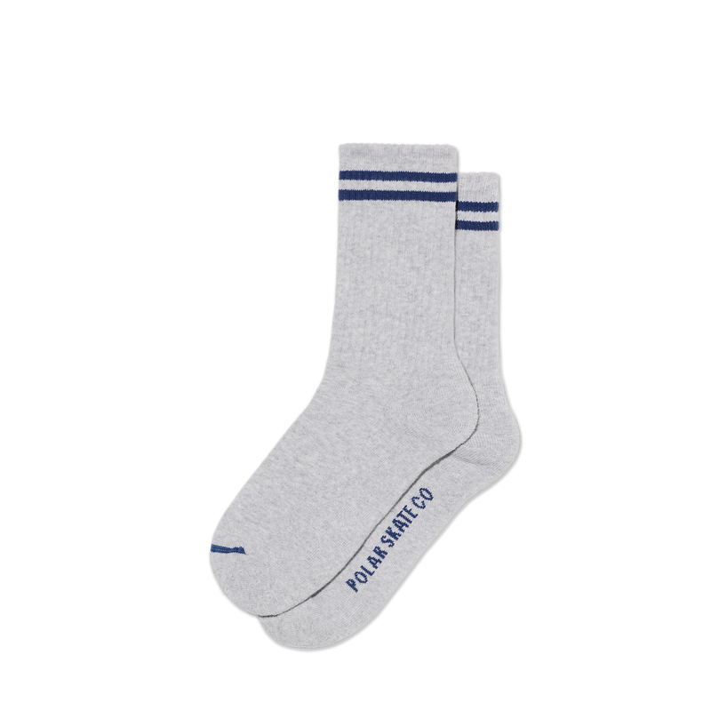 Polar Skate Co Rib Socks Happy Sad Black Heather Grey – ribgebreide sokken van katoenmix met Happy Sad-logo en zwarte kleur met grijze accenten.