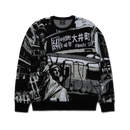 HUF Worldwide Commuter Sweater zwart knitwear sweater met geborduurd logo