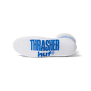 HUF x Thrasher Logo Sock – crew sokken met jacquard HUF x Thrasher-logo, verkrijgbaar in zwart en wit, gemaakt van zachte katoenblend