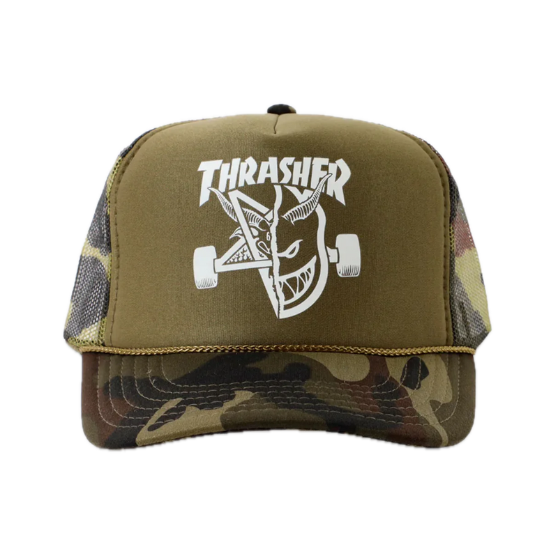 Thrasher x Spitfire Thrash and Burn Trucker Hat – trucker cap met Thrash and Burn patch en mesh back
