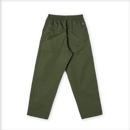 Polar Skate Co Surf Pants Dark Olive – canvas broek van 100% katoen met elastische taille, rechte pijpen en Polar-label in Dark Olive kleur.