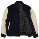 HUF Global Transit Varsity Jacket – zwarte varsity jacket van wolmix met HUF Global Transit-logo’s en contrasterende mouwen