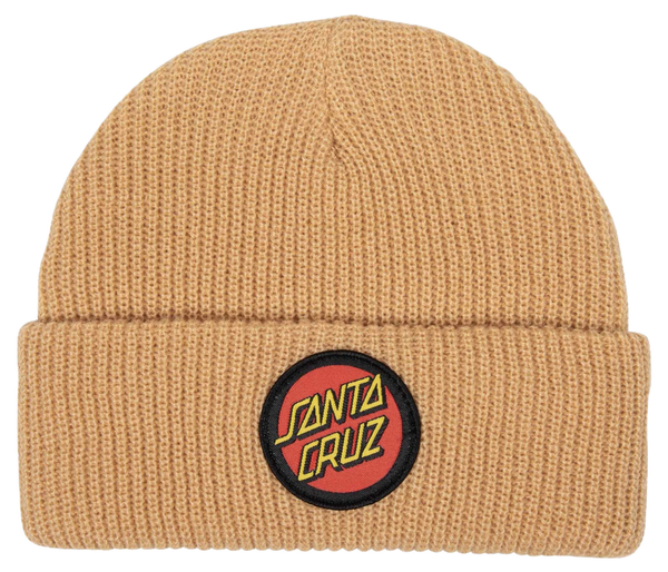 Santa Cruz Youth Classic Dot Beanie Wheat – kinder beanie in Wheat kleur met Santa Cruz Classic Dot logo