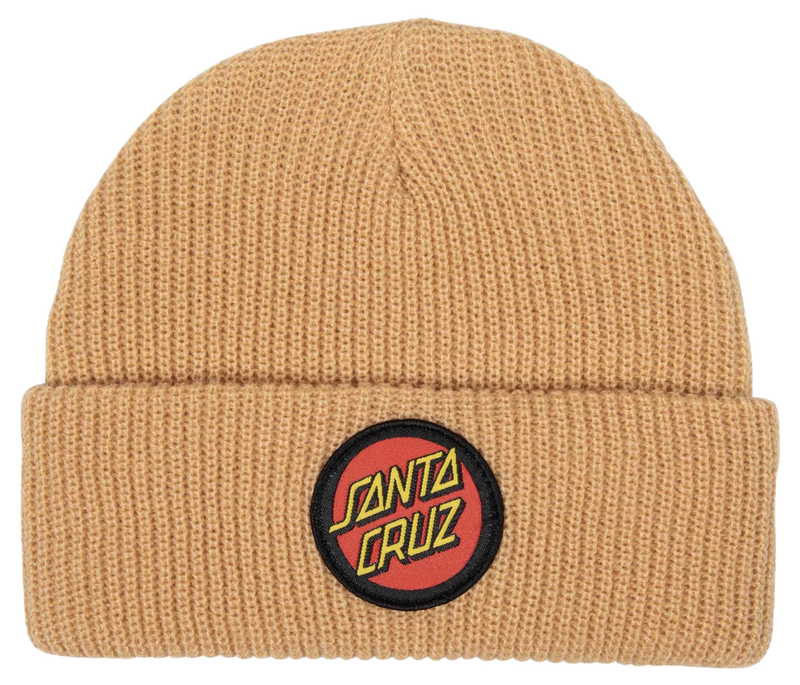 Santa Cruz Youth Classic Dot Beanie Wheat – kinder beanie in Wheat kleur met Santa Cruz Classic Dot logo