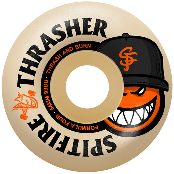 Spitfire x Thrasher Formula Four The City Radial Full Wheels 99D – skatewielen met Thrasher-collab graphic