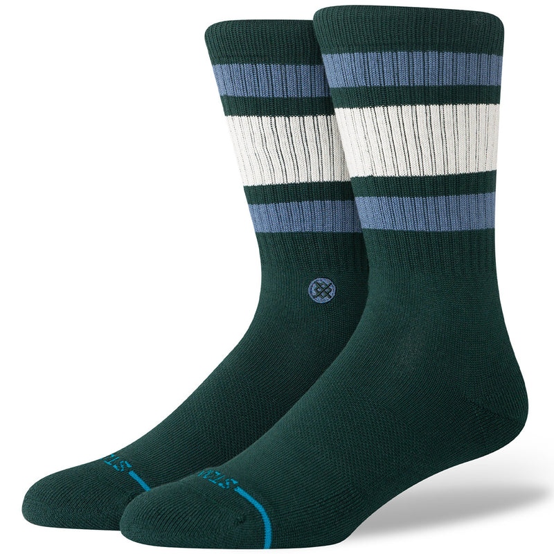 Stance Boyd ST Green – klassieke groene crew sokken met streepdetails, medium cushioning en versterkte hiel en teen