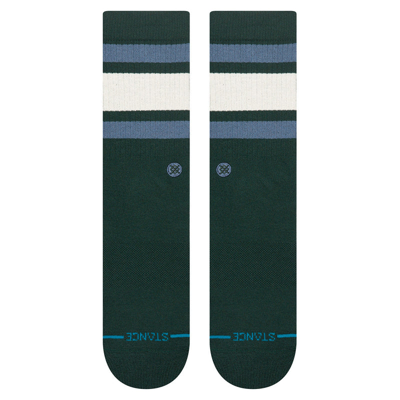 Stance Boyd ST Green – klassieke groene crew sokken met streepdetails, medium cushioning en versterkte hiel en teen