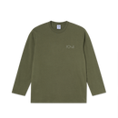 Polar Skate Co Steve LS Tee Stroke Logo Army Green – longsleeve van 100% katoen met geborduurd Stroke-logo op de borst in army-groene kleur.