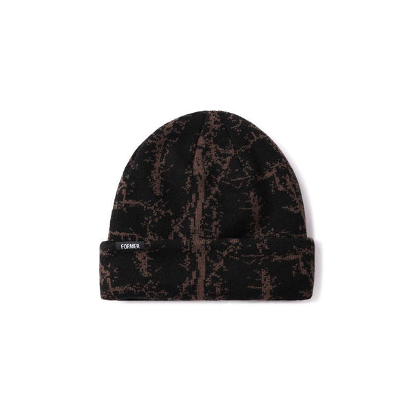 Former Turmoil Beanie Choc – rib knit beanie in Choc kleur met Turmoil branding