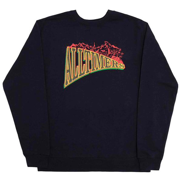 Alltimers MOUNTAINS OF LIBERTY CREW NAVY sweater voorkant Revert95.com
