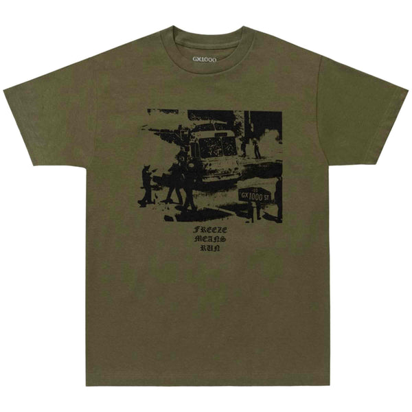 GX1000 Drive Bye Tee Military Green t-shirt voorkant Revert95.com