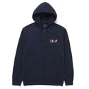 HUF MILTON ZIP-UP HOODIE Navy Blazer voorkant plat donker blauwe sweater Revert95.com