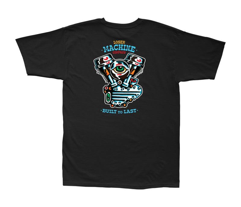 vLoser machine panhead totem stock tee black achterkant american tattoo style motorblok