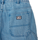 Obey Carpenter denim light indigo skate broek achterzak close-up