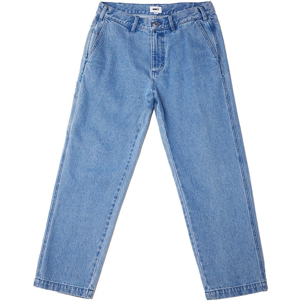 Obey Carpenter denim light indigo skate broek voorkant