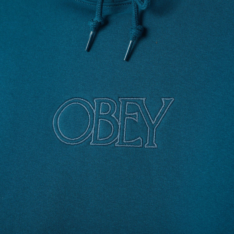 Obey Regal Pullover hood deep oceaan hoodie voorkant close-up logo