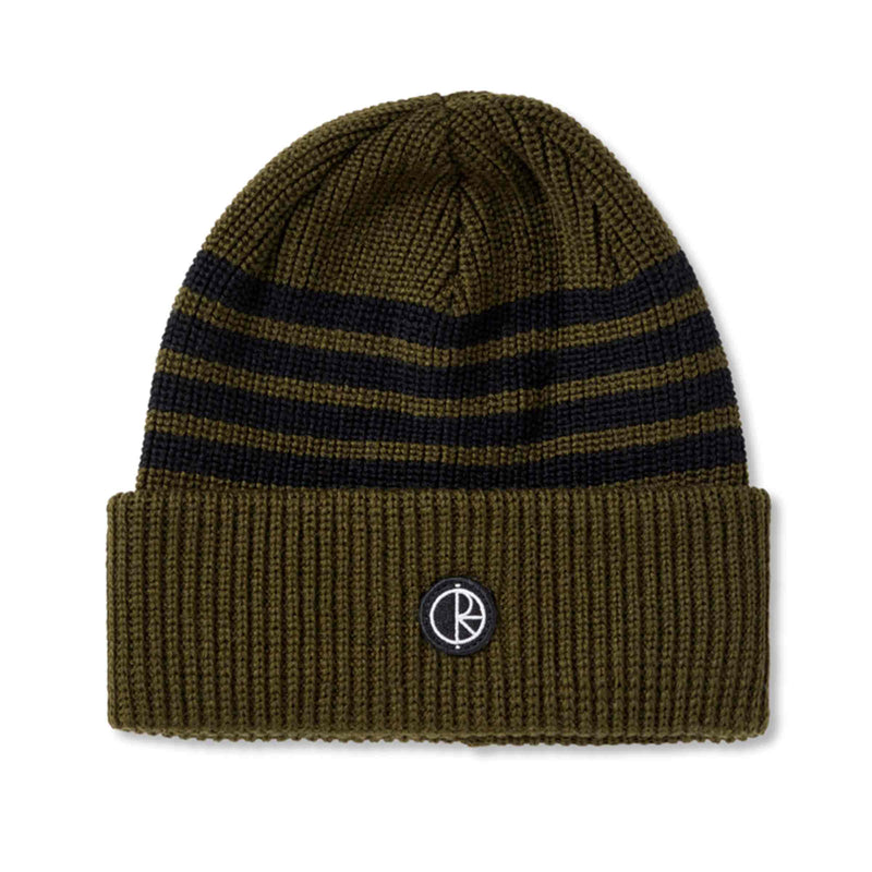 Polar skate co Polar Stripe Merino Beanie leger groen voorkant Revert95.com