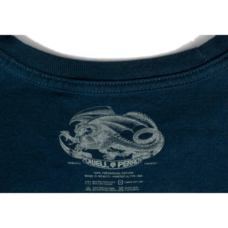 Powell Peralta Ripper T-shirt navy blauw label close-up Revert95.com