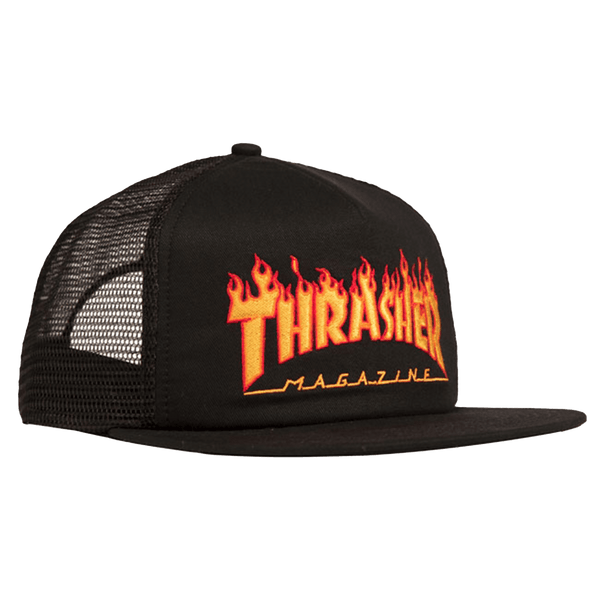 Thrasher Embroidered Flame Logo Mesh Cap zijkant