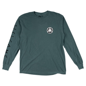 Welcome Sloth Garment-Dyed Longsleeve T-shirt Spruce voorkant